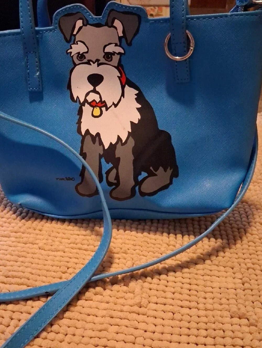 Bright Blue Kids Tote with Playful Dog Illustration